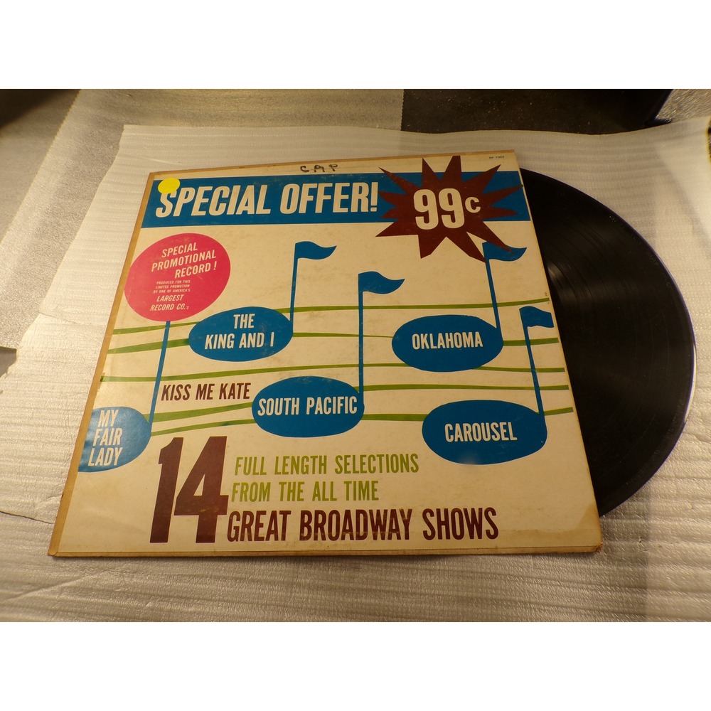 Vintage 14 Great Broadway Shows Vinyl LP Lew Raymond Oklahoma South Pacific 7003